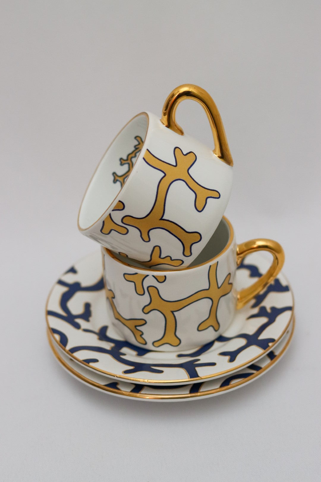 Xícara de Chá c/ Pires Coral Blue Scalla