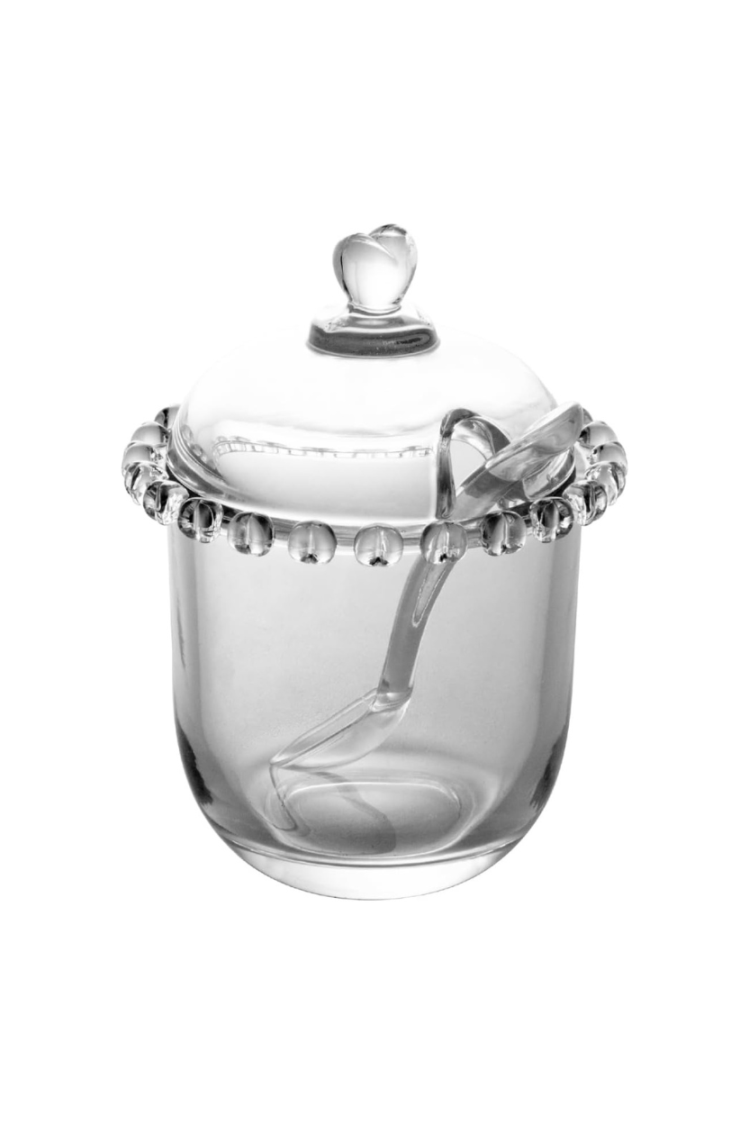 Açucareiro em Cristal Coração Pearl com Colher Lyor