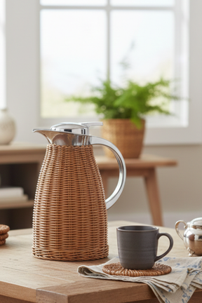 Garrafa Térmica em Aço Inox de Plástico Rattan Wolff