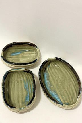 Conjunto de 3 Petisqueiras em Cerâmica Artesanal Mari Silva