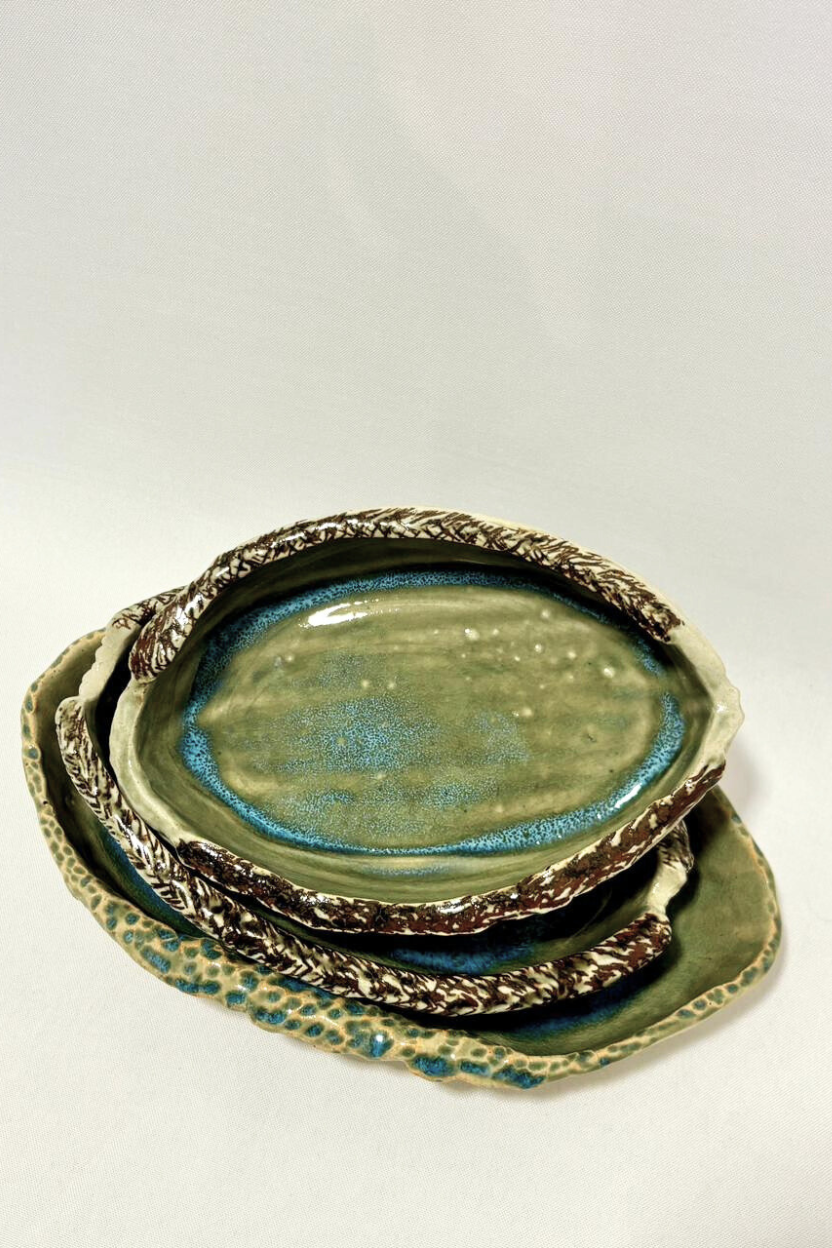 Conjunto de 3 Petisqueiras em Cerâmica Artesanal Mari Silva