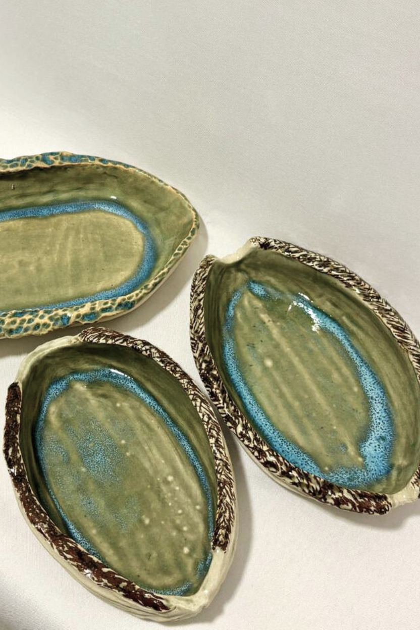 Conjunto de 3 Petisqueiras em Cerâmica Artesanal Mari Silva