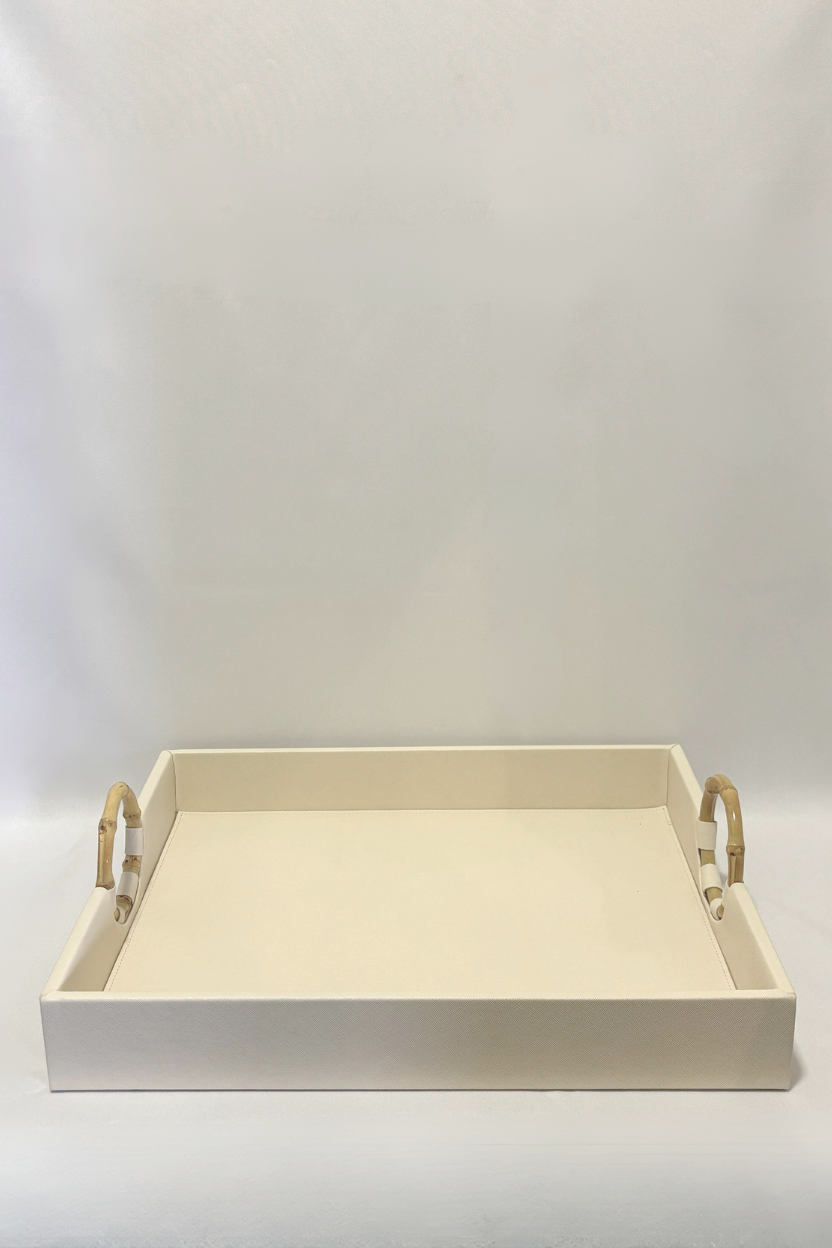 Bandeja em MDF e Courino Off White Mart