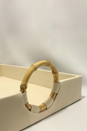 Bandeja em MDF e Courino Off White Mart