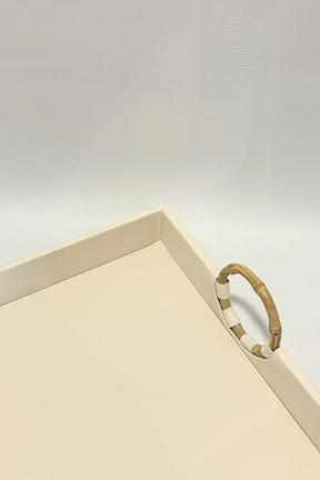 Bandeja em MDF e Courino Off White Mart