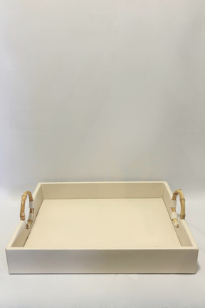 Bandeja em MDF e Courino Off White Mart