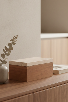 Caixa Organizadora em Madeira e Mármore Mart