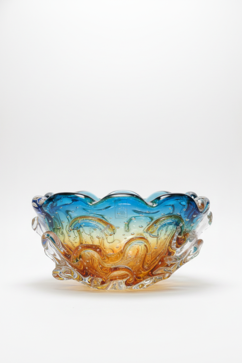 Murano em Cristal Âmbar e Azul