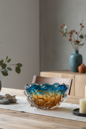 Murano em Cristal Âmbar e Azul