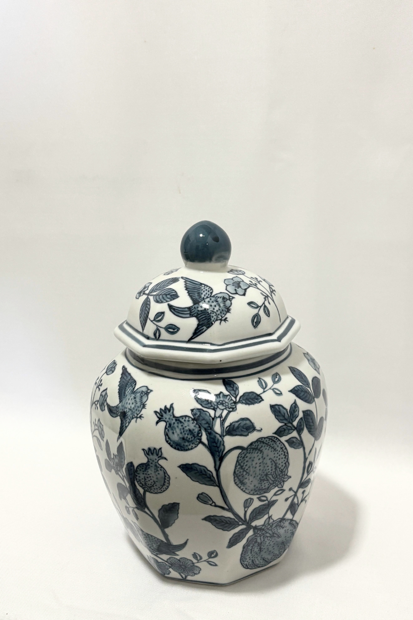 Potiche em Cerâmica Estampa Portuguesa Romã