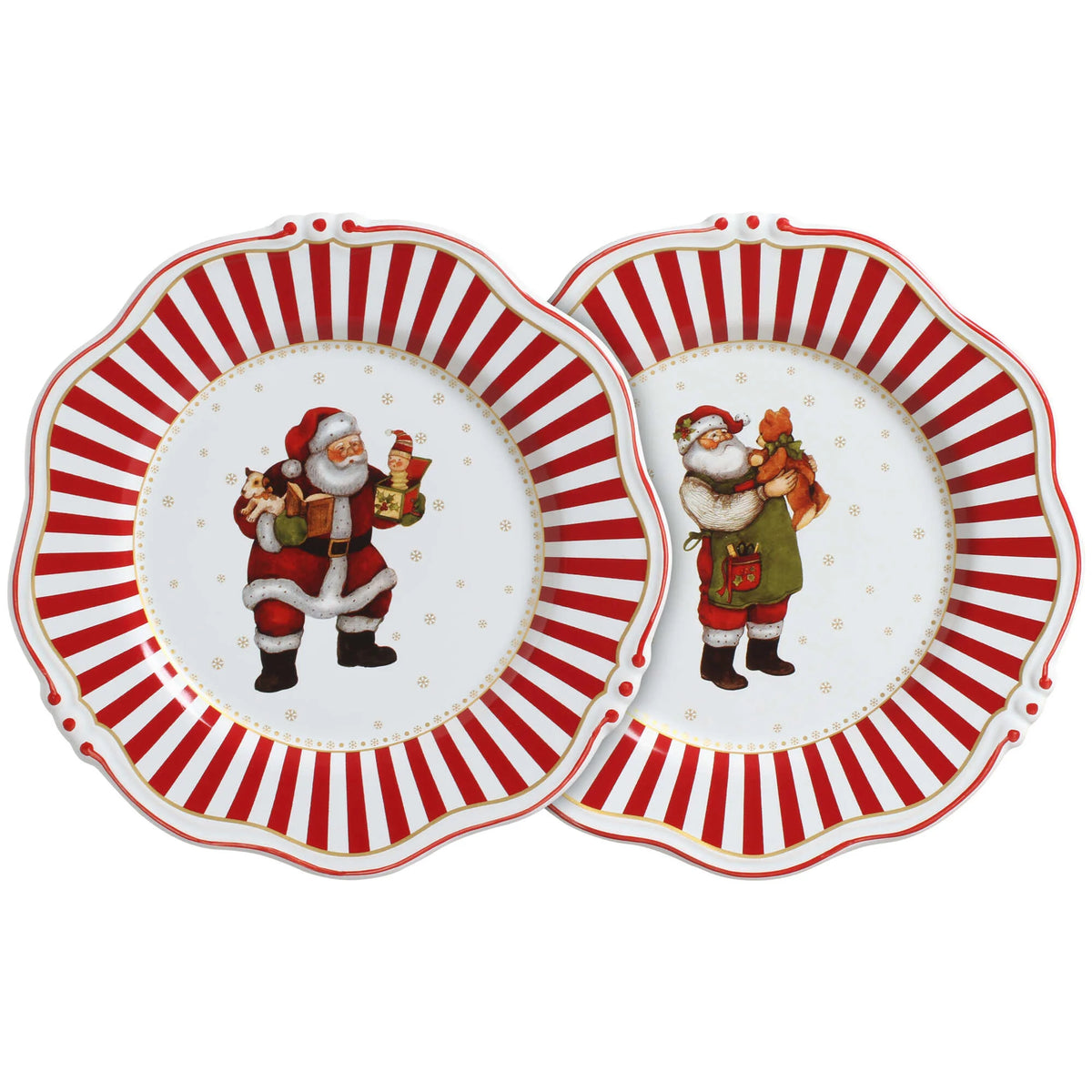 Jogo 6 Pratos Rasos com Filete Christmas Charm, Scalla