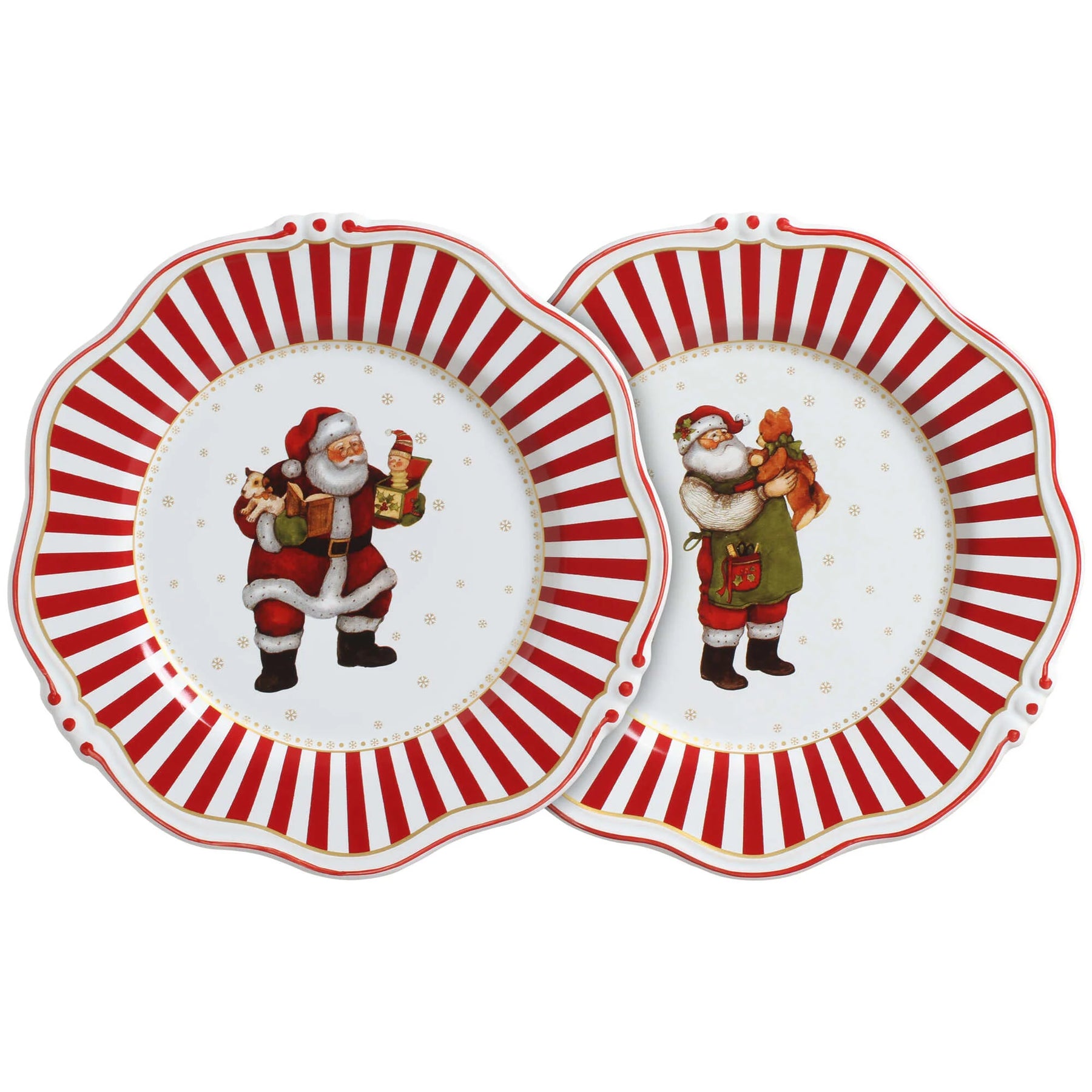 Jogo 6 Pratos Rasos com Filete Christmas Charm, Scalla