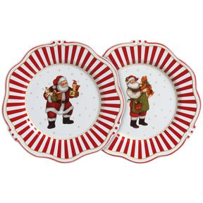 Jogo 6 Pratos Rasos com Filete Christmas Charm, Scalla