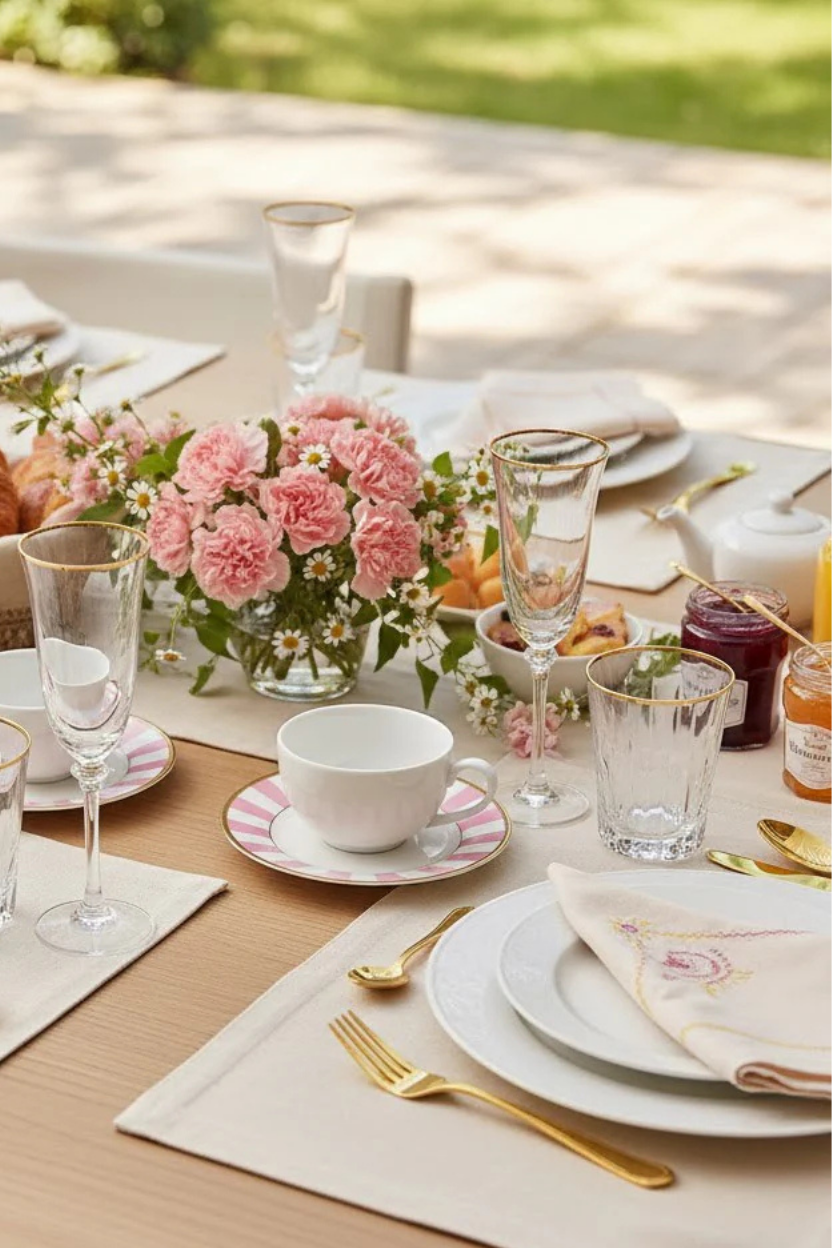 Jogo 6 Xícaras de Chá c/ Pires Strip Rosa Plus, Alleanza