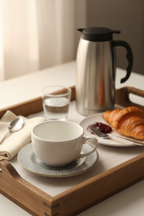 Jogo de 6 Xícaras de Chá com Pires Ritz Preto Alleanza