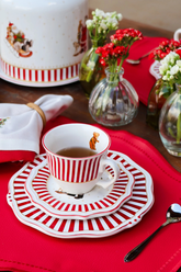 Jogo 6 Xícaras de Chá com Pires Charm com Filete Christmas, Scalla