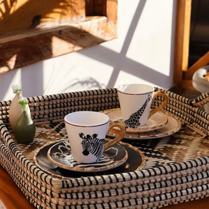 Jogo 6 Xícaras de Chá c/ Pires Animais, Maison Blanche