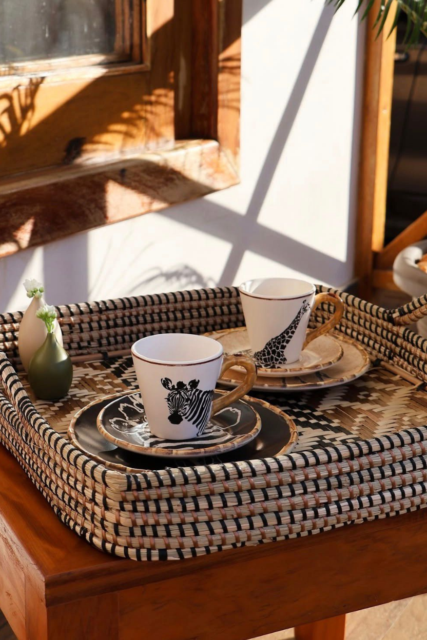 Jogo 6 Xícaras de Chá c/ Pires Animais, Maison Blanche