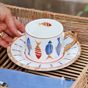 Jogo 6 Xícaras de Chá c/ Pires Sardine,  Maison Blanche