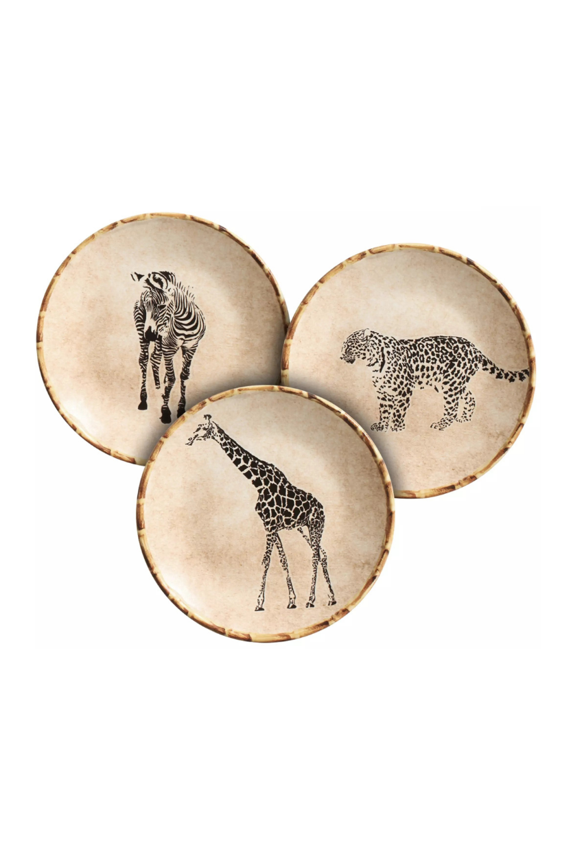 Jogo 6 Pratos de Sobremesa Animais Maison Blanche