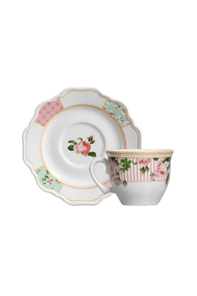 Jogo 6 Xícaras de Chá com Pires Belle Romance Scalla