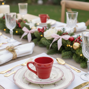 Jogo 6 Xícaras de Chá com Pires Laços de Jardim Scalla