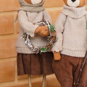 Ursa Natalina de Tricô Bege