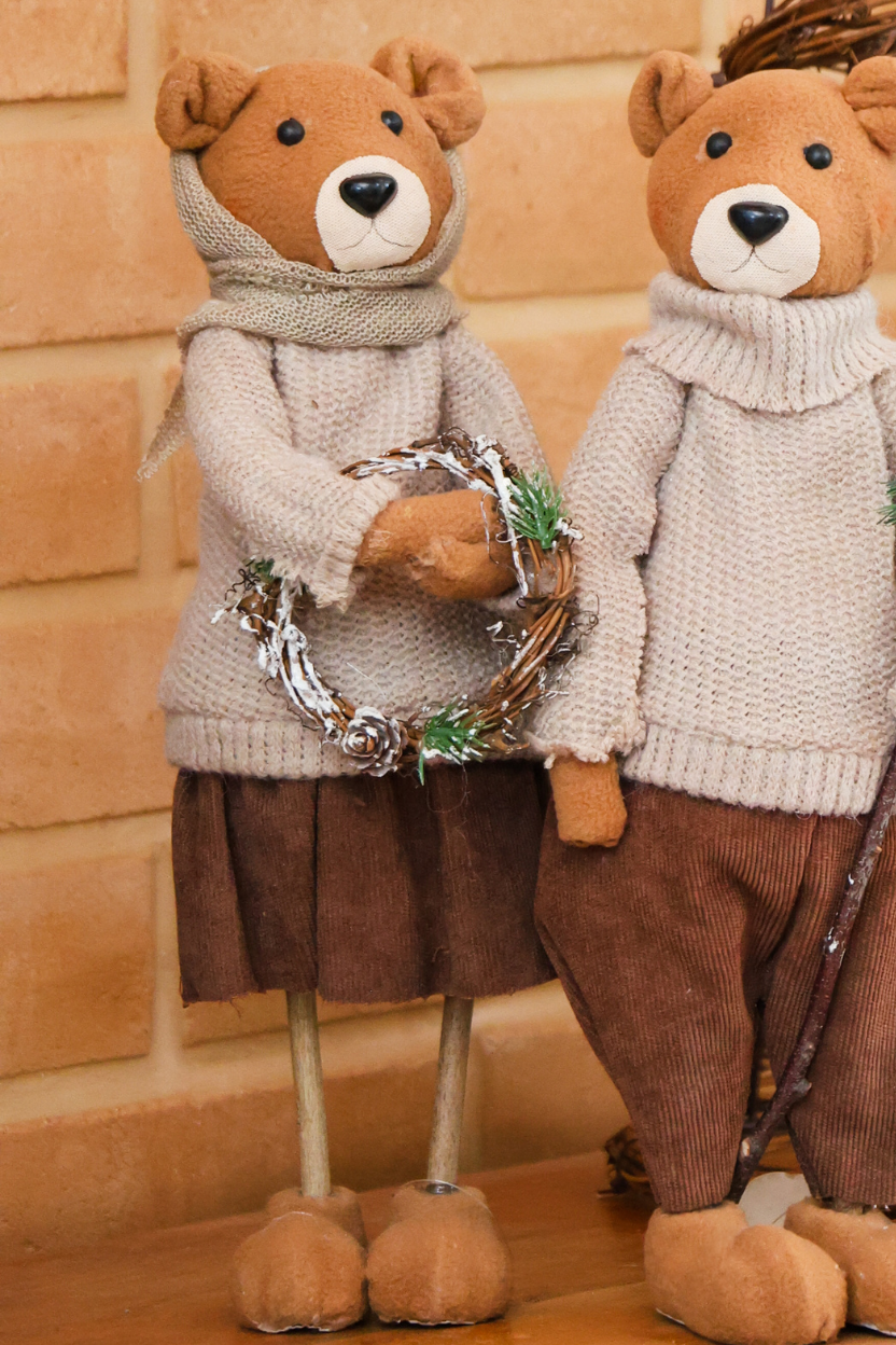 Ursa Natalina de Tricô Bege