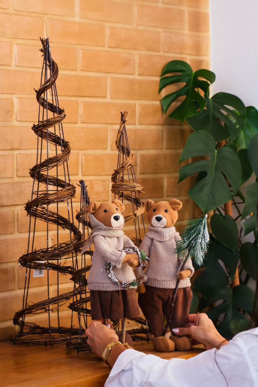 Urso Natalino de Tricô Bege