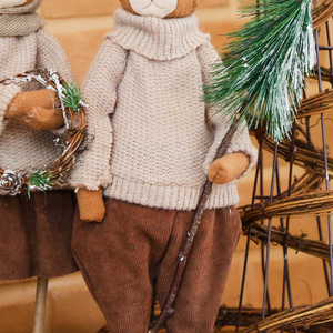 Urso Natalino de Tricô Bege