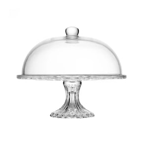 Prato para Bolo em Cristal com Pé e Tampa Diamond Lyor
