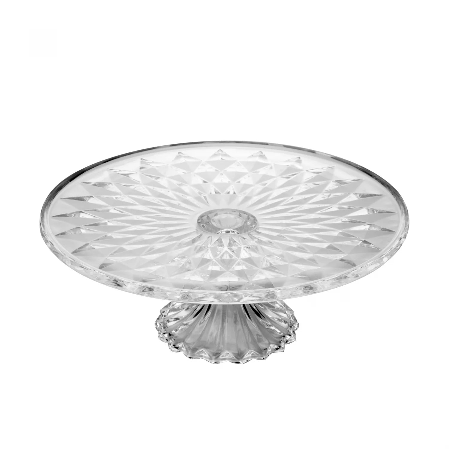 Prato para Bolo em Cristal com Pé e Tampa Diamond Lyor