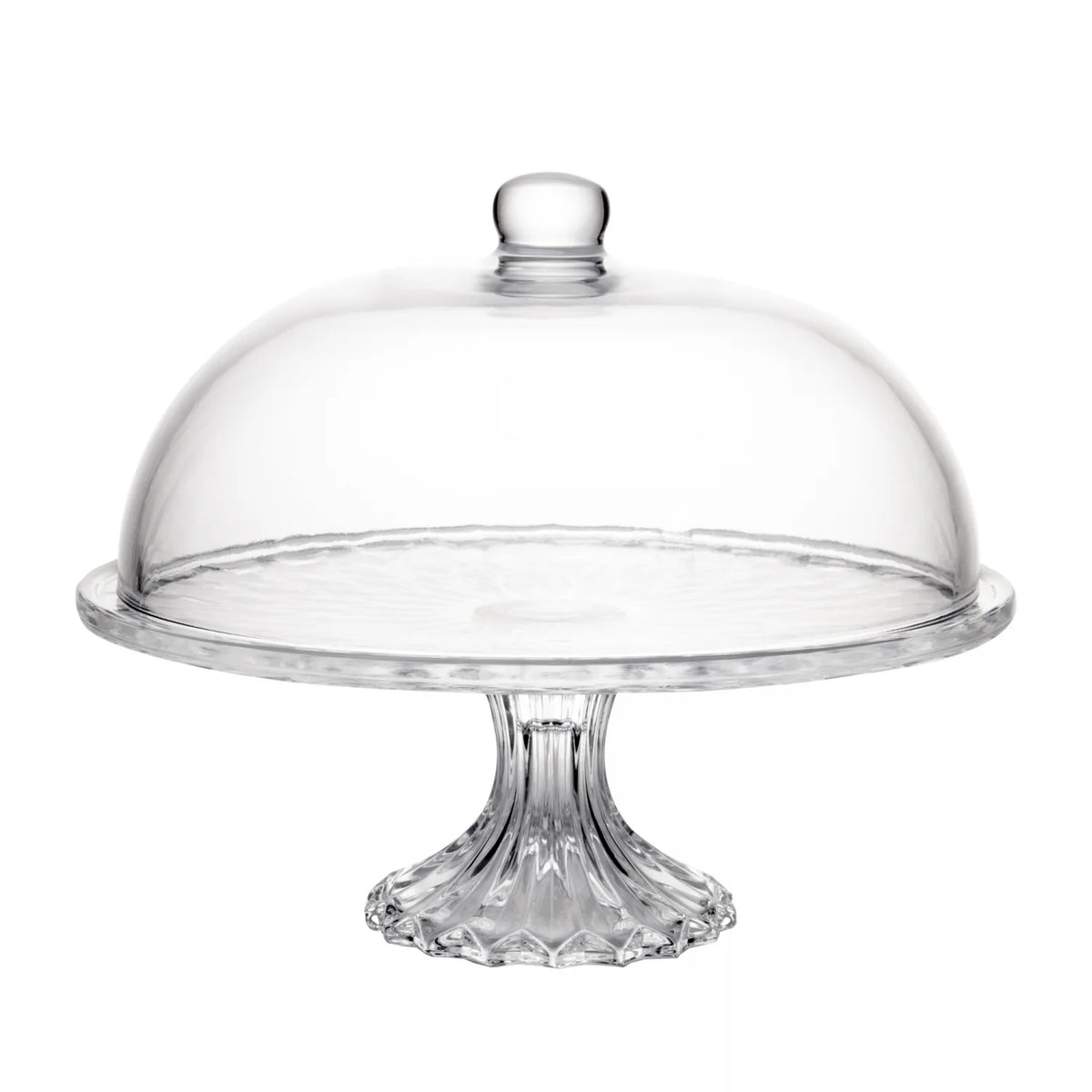 Prato para Bolo em Cristal com Pé e Tampa Diamond Lyor