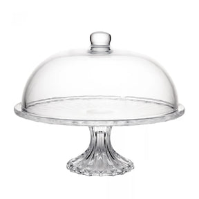 Prato para Bolo em Cristal com Pé e Tampa Diamond Lyor