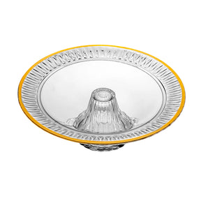 Prato para Bolo em Cristal com Pé e Fio de Ouro Radial Lyor