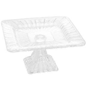 Prato para Bolo P em Cristal com Pé Quadratta Lyor