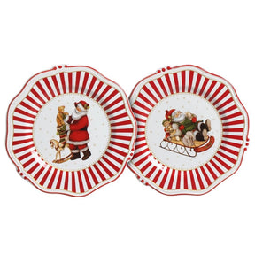 Jogo 6 Pratos de Sobremesa com Filete Christmas Charm, Scalla